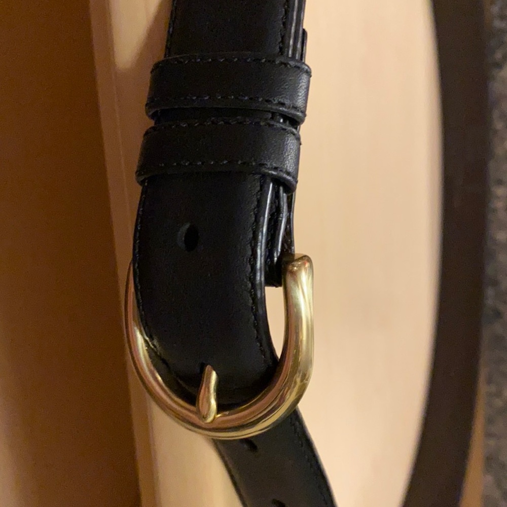 Coach black leather belt with gold buckle
